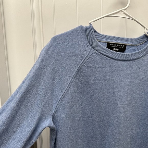 Banana Republic Baruffa Men's Sweater Italian Merino Yarn Large Blue Heather - Picture 3 of 6